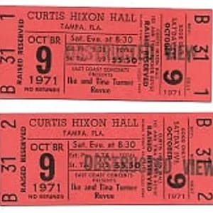 Ike & Tina Turner Concert Ticket Set of 2 1971 Tampa Orange Obstructed