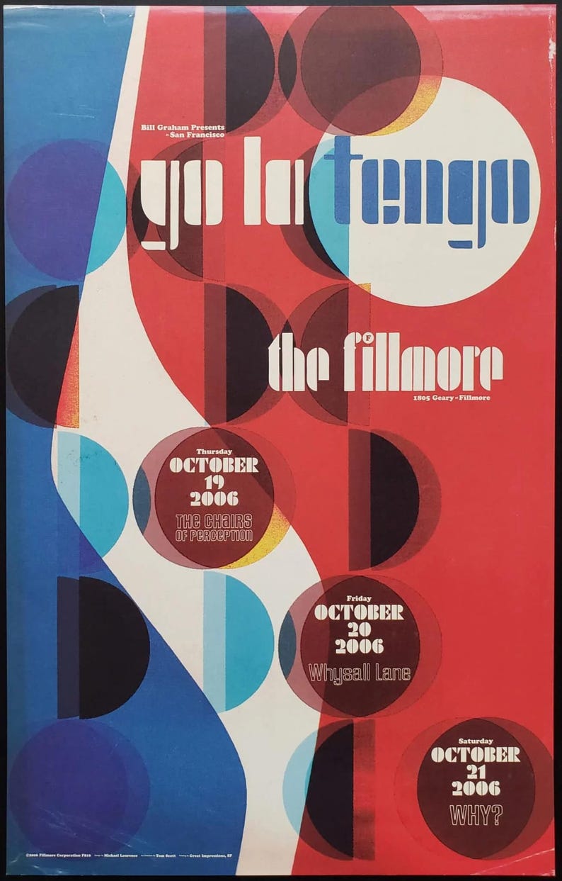 Yo La Tengo music Poster San Francisco 2006 F-816 The Fillmore