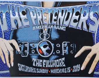 The Pretenders Concert Poster 2009 F-1000 Vintage Fillmore poster print - aesthetic music art for home and office wall decor.