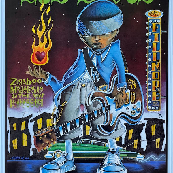 Los Lobos Concert Poster 2001 F-500 Vintage Fillmore poster print - aesthetic music art for home and office wall decor.