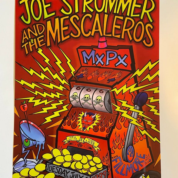 Joe Strummer and The Mescaleros Concert Poster 1999 Vintage Fillmore poster print - aesthetic music art for home and office wall decor.