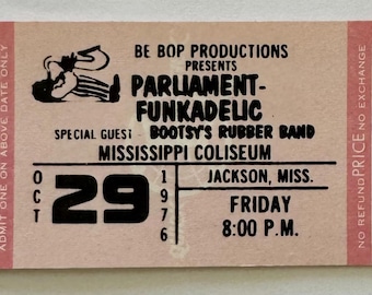 Parliament Funkadelic Bootsy Collins Mississippi Coliseum Concert Ticket Mississippi 1974