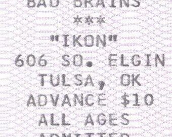 Bad Brains Concert Ticket 1995