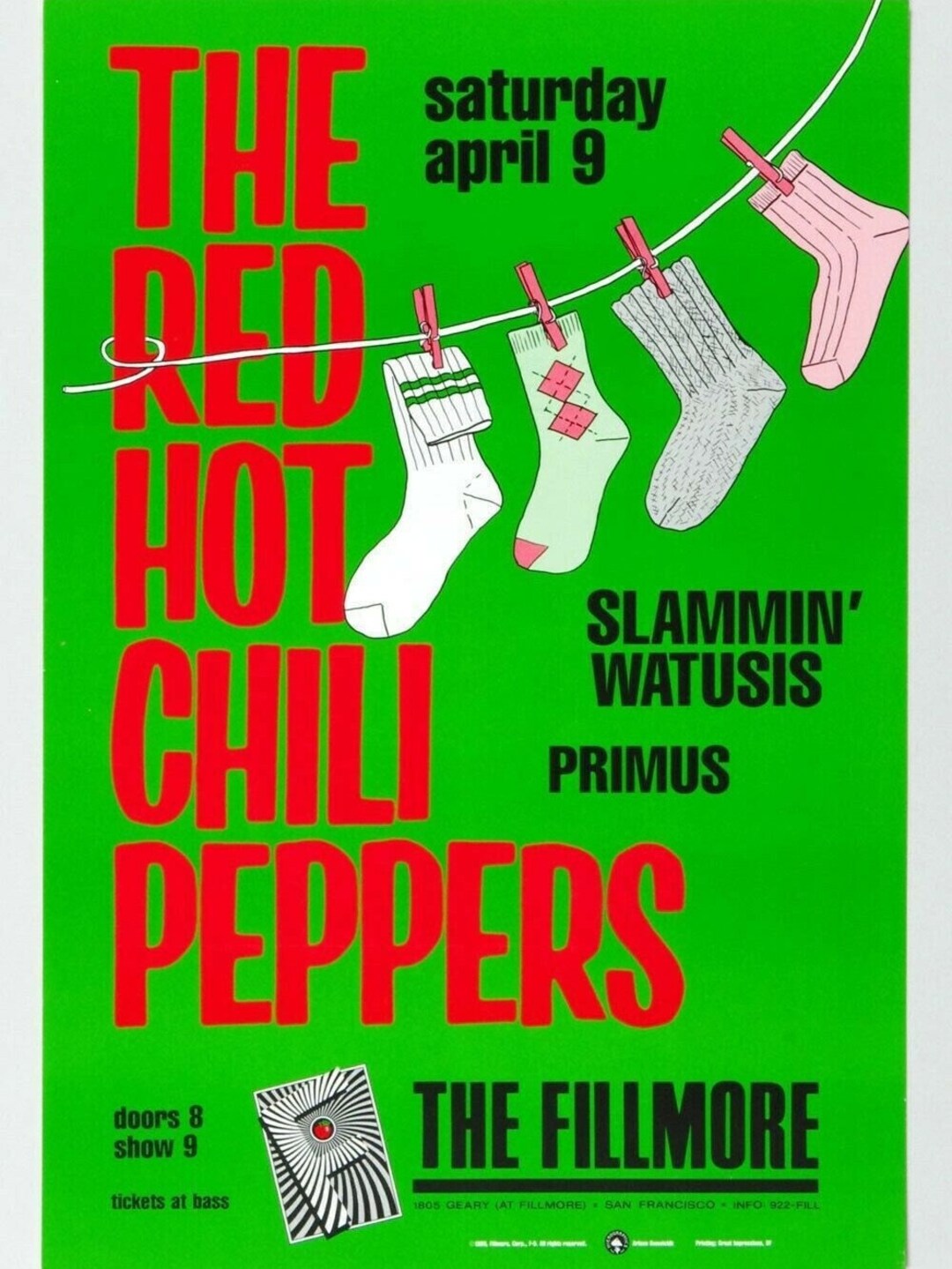 Red Hot Chili Peppers Concert Poster 1988 F5 Vintage Fillmore Poster