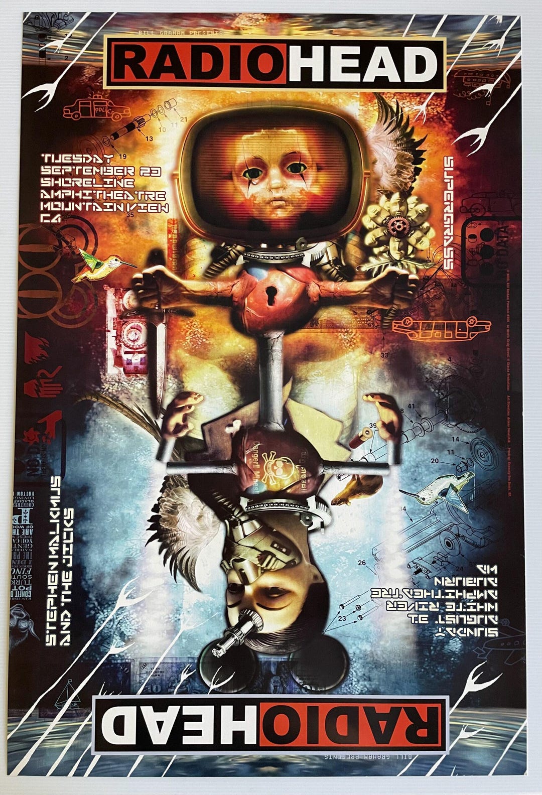 Radiohead Poster - Computer Screen Collage Art, 24x36 Inches, Modern Reproduction