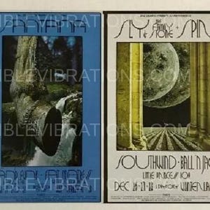 Santana Concert Double Postcard 1969 BG-207 208 David Singer Signed image 1