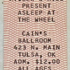 Schlafend am Steuerrad Konzertkarte 1995 Tulsa, OK-Vintage Popkultur Musik Sammlerstücke, Musik Erinnerungsstücke - Sammlerstücke Musikstücke.
