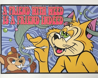Best Buds Art Print Frank Kozik Vintage poster print - Vintage Wall Art Prints- aesthetic Modern Art for home and office wall décor.