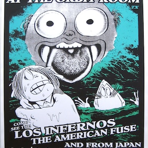 Los Infernos Poster w The American Fuse, 20/20, Antonio 3 1997 Concert Vintage  poster print - aesthetic music art for home wall decor.