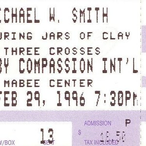 Michael W Smith-concertkaart Jars Of Clay 1996