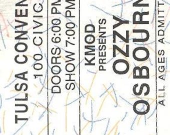 Ozzy Osbourne Concert Ticket 1996 Blue