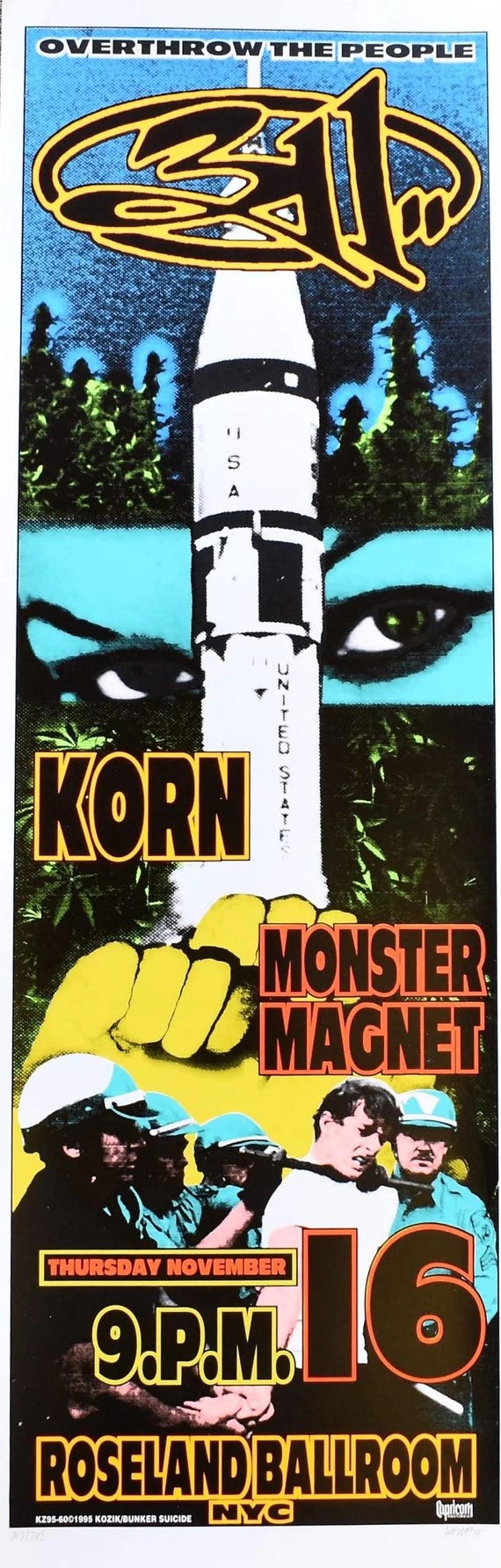 Korn 311 コンサートポスター ニューヨーク 1995 フランク・コジック