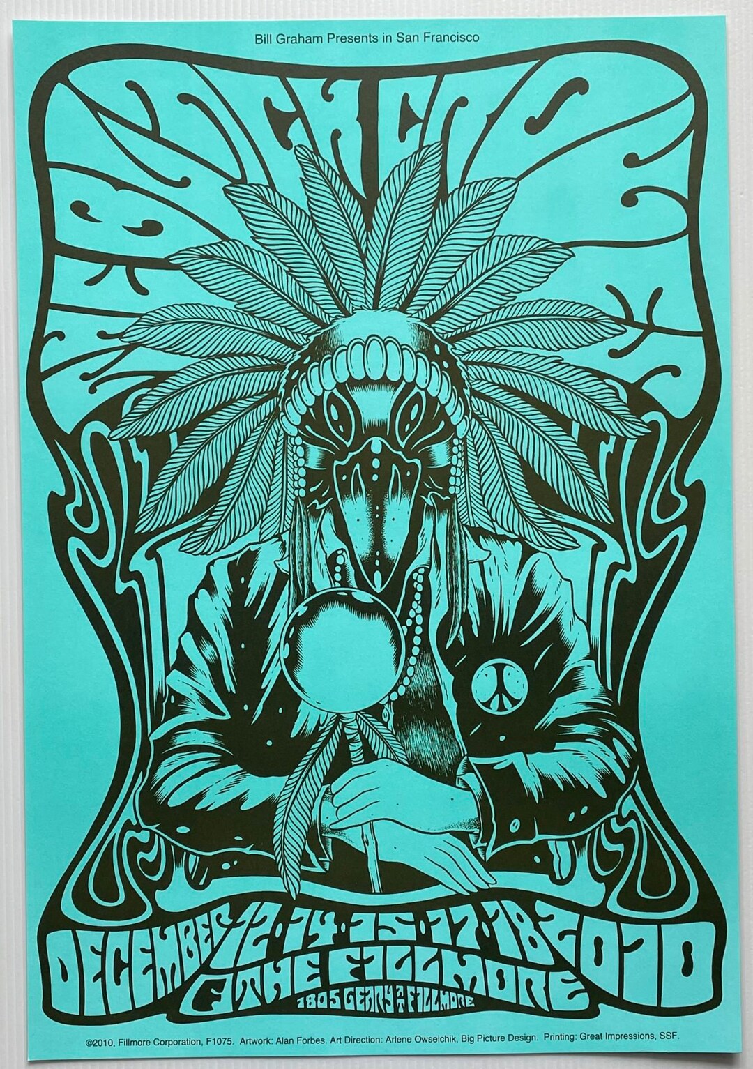 Black Crowes Concert Poster 2010 F-1075 Vintage Fillmore Blue Poster