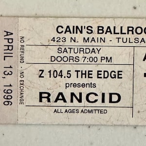 Entrada para el concierto de Rancid 1996