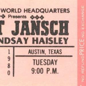Bert Jansch Concert Ticket Armadillo World Headquarters 1980