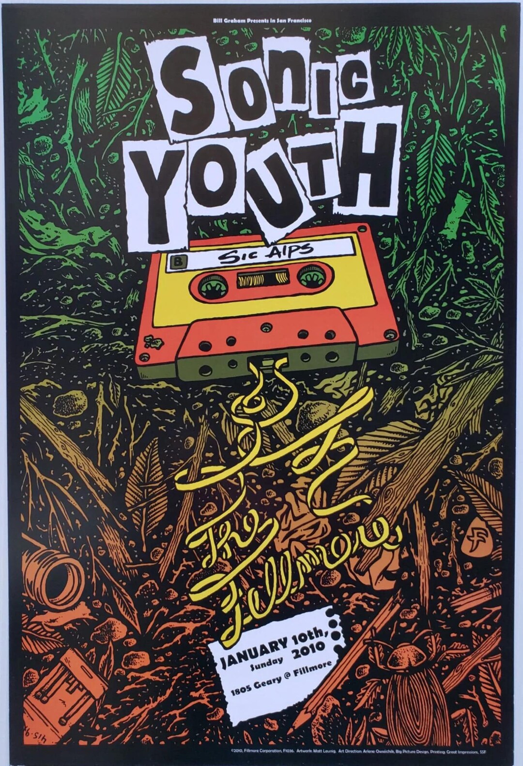 Sonic Youth Concert Poster San Francisco 2010 F-1036 the Fillmore