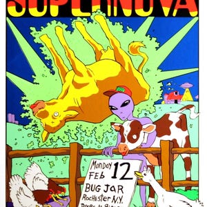 Póster del concierto Supernova 1996 Kozik Rochester Nueva York Anfetamina Reptil