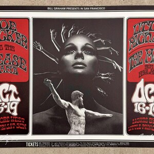 Póster del concierto de Joe Cocker de 1969, Fillmore BG-196, firmado por David Singer y Randy Tuten. imagen 1
