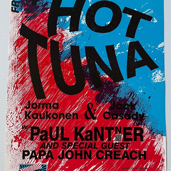 Hot Tuna Concert Poster 1988 F-1 Vintage Fillmore poster print - aesthetic music art for home and office decor.