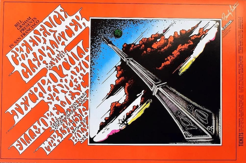 Creedence Clearwater Revival music Concert Poster Randy Tuten Signed Fillmore West 1969