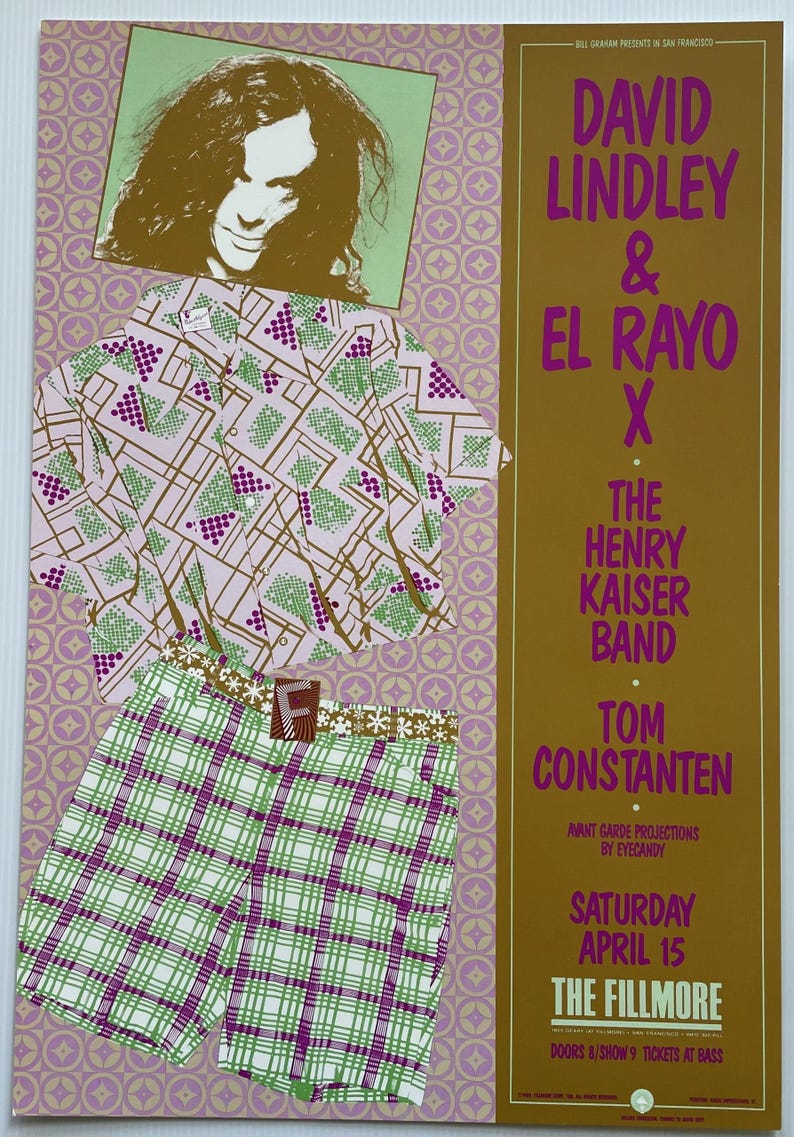 Manifesto del concerto di David Lindley del 1989 F-88 Fillmore immagine 1