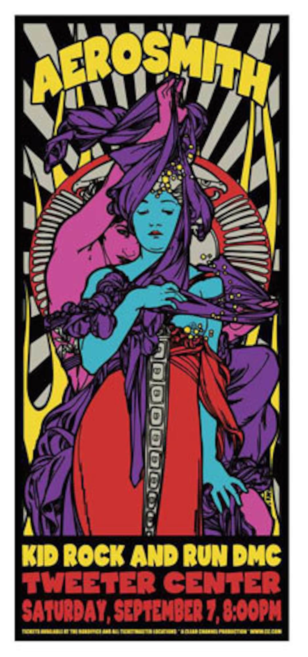 Aerosmith Concert Poster Run DMC Kid Rock 2002 Vintage Poster