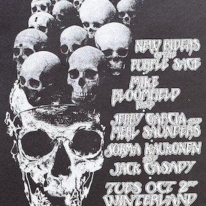 Hells Angels Jerry Garcia Concert Handbill Winterland 1973 signed Randy Tuten Black