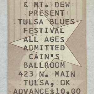 Tulsa Blues Festival Konzertkarte 1995 Tulsa, OK-Vintage Popkultur Musik Sammlerstücke, Musik Erinnerungsstücke - Sammlerstücke Musikstücke.