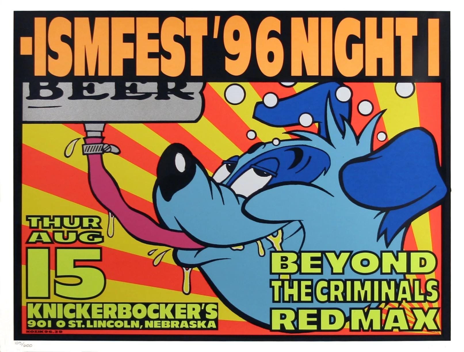 ISMFest コンサート ポスター 1996 Kozik Nebraska Blue Dog - Etsy 日本