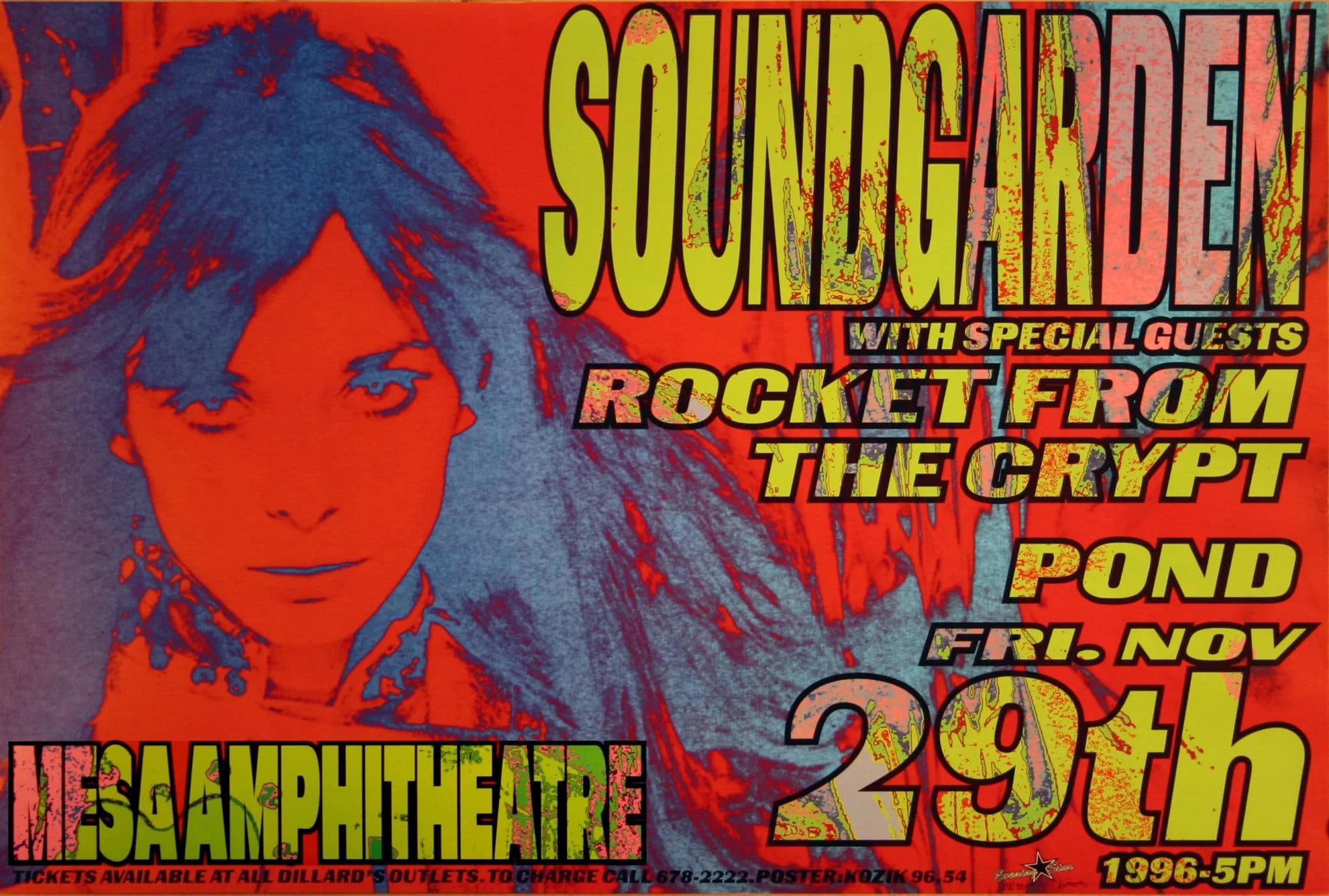 サウンドガーデン 1996 ニューヨークライブポスター ロケットフロムザクリプト Metallica Soundgarden Devo Ramones Lollapalooza 1996 Original