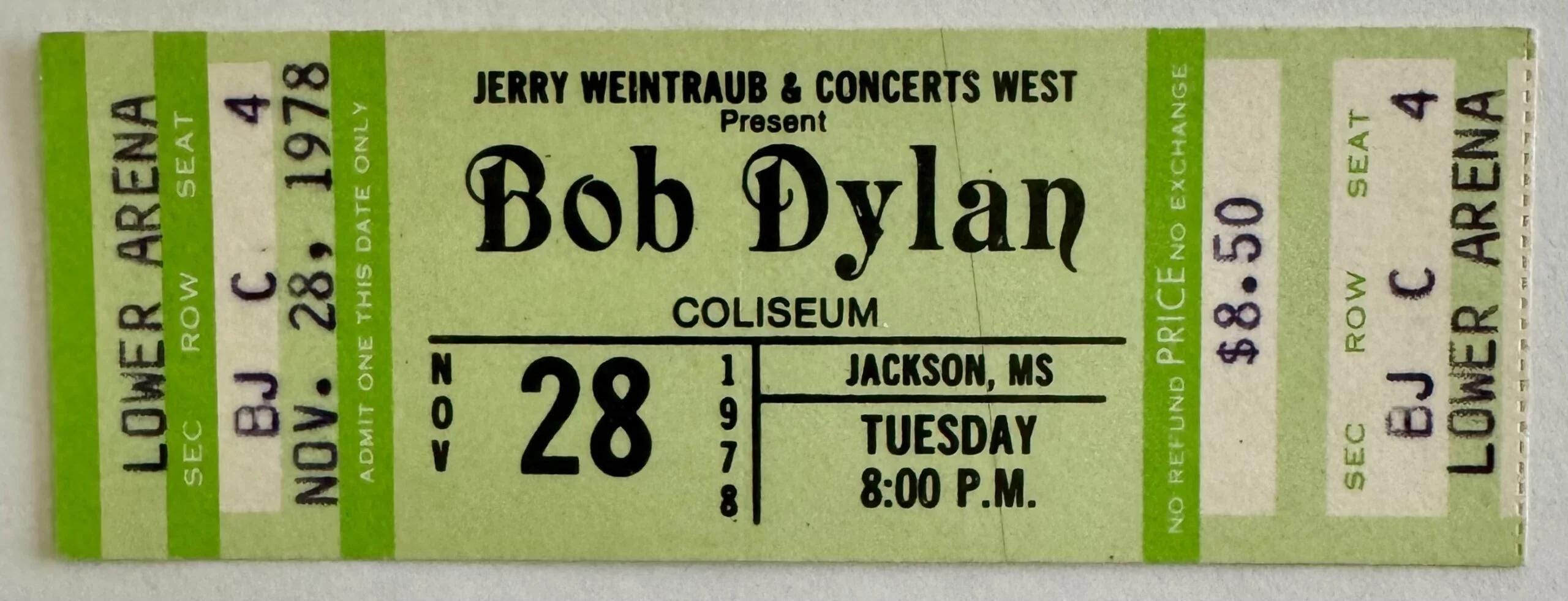 その他 bob Dylan ticket Bob Dylan Concert Ticket Mississippi 1978 Green - Etsy