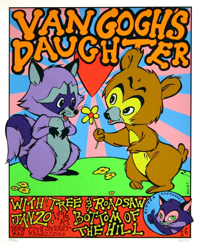Van Gogh's Daughter Concert Poster 1996 San Francisco Frank Kozik image 1