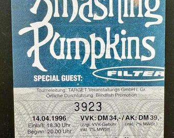 The Smashing Pumpkins Unused Concert Ticket 1996 Germany Blue