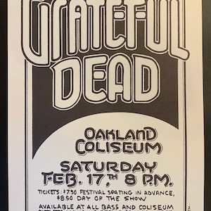 Grateful Dead 1974 Concert Poster: A Day on the Green, Randy Tuten