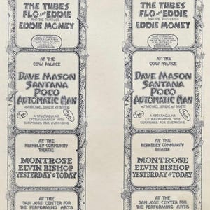 Journal de concert Frank Zappa Menu du concert Affiche recto-verso signée Randy Tuten, 1975