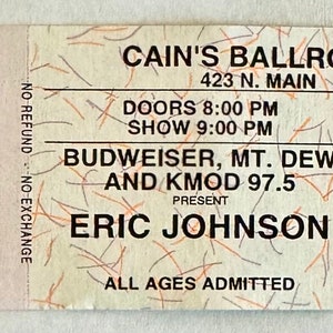 Eric Johnson Konzertkarte 1997-Vintage Popkultur Musik Sammlerstücke, Musik Erinnerungsstücke - Sammlerstücke Musikstücke.