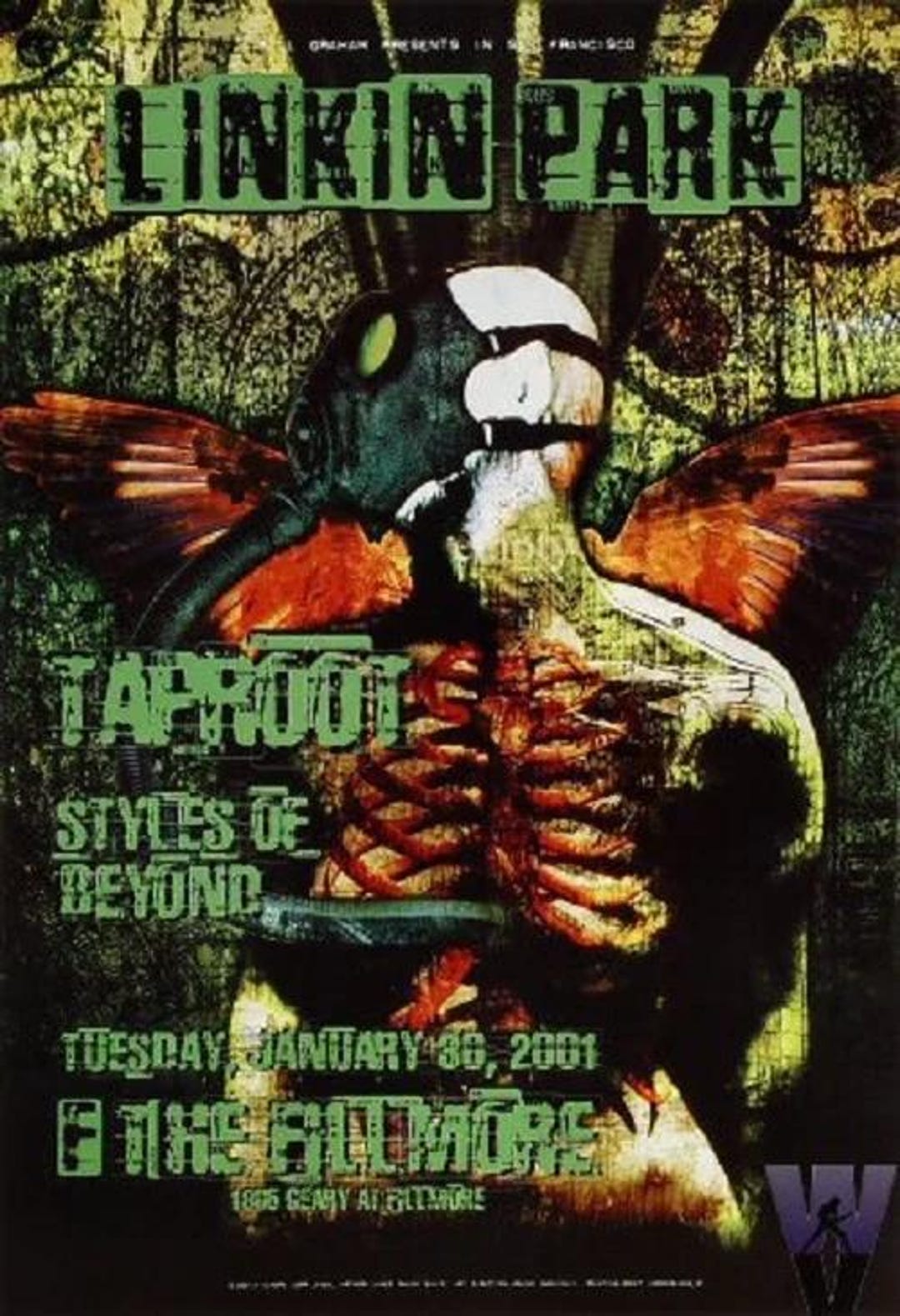 Linkin Park Concert Poster San Francisco 2001 F-436 the Fillmore