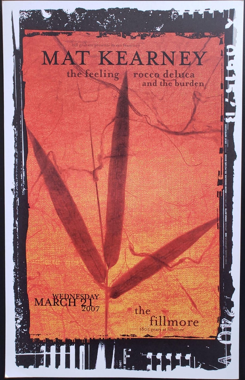 Mat Kearney Concert Poster San Francisco 2007 F-848 The Fillmore image 1