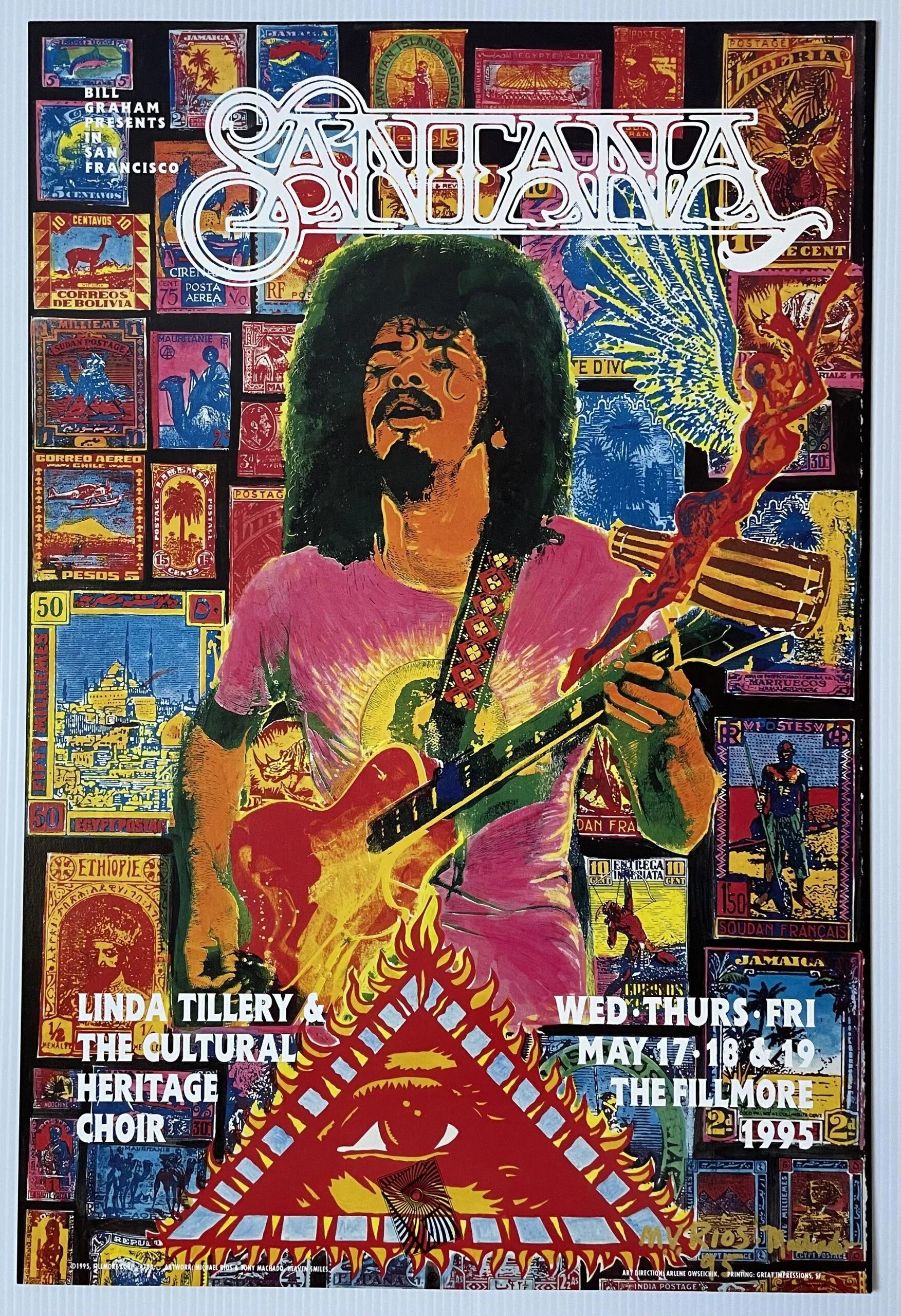 Santana/サンタナ 1995 ビンテージポスター サンタナ コンサートポスター 1995 F-188 フィルモア - Etsy 日本