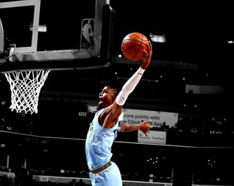 Ja Morant, printable poster, Memphis Grizzlies, sports art, digital download, high quality, dunk