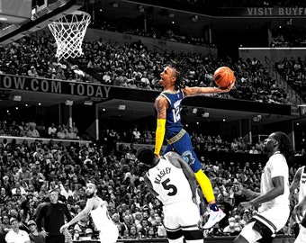 Ja Morant, printable poster, Memphis Grizzlies, sports art, digital download, high quality, dunk