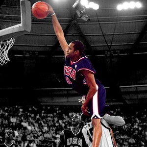 Vince Carter, NBA, USA, Dream Team, Raptors, poster stampabile, Vinsanity, arte sportiva, download digitale, alta qualità, dunk