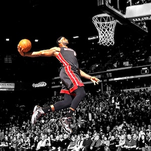 James Lebron, NBA, printable poster, Miami Heat, sports art, digital download, high quality, dunk
