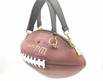 Brown Wilson NFL American football ball bag with black genuine leather 