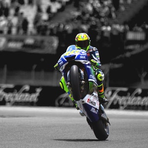 Valentino Rossi, VR46, printable poster, vintage poster, wheelie, digital art, high quality, digital download, motoGP, Yamaha,