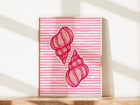 Preppy beach wall art Trendy prints Pink wall art Beachy room decor Coastal aesthetic wall art Apartment decor PRINTABLE