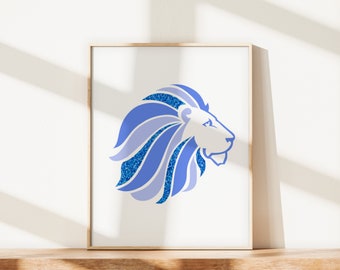 Alpha Delta Pi ADPi Sorority Gallery Wall Art | Blue Lion Mascot Print | DIGITAL DOWNLOAD | Download and print at home