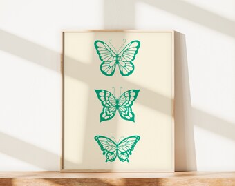 Green Butterfly Art | Aesthetic Room Decor | Butterfly Boho Print | Room Decor Aesthetic | Butterfly Prints | Butterfly Decor