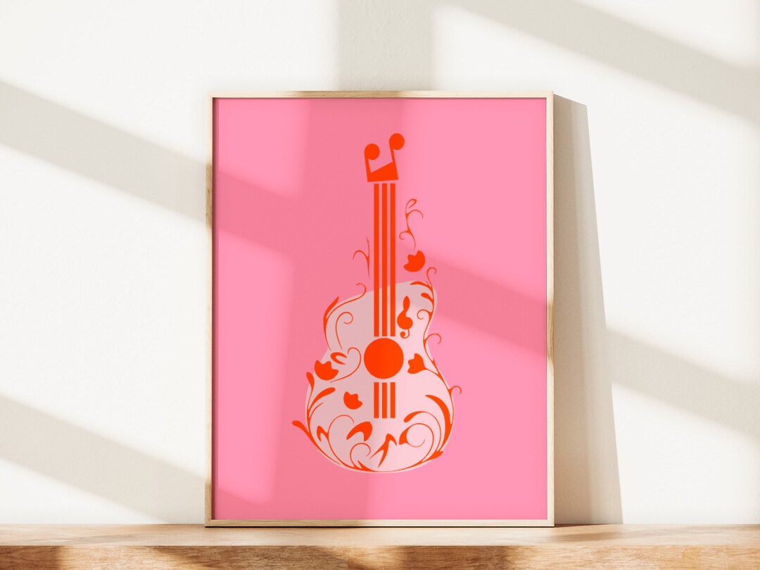 Guitar Printable Wall Art, Music Room Poster, Instant Download Pop Rock