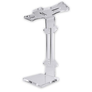 Headset stand holder for two headphones made of thick acrylic glass Transparent with cable suspension high-quality solid 10 mm GS acrylic Germany